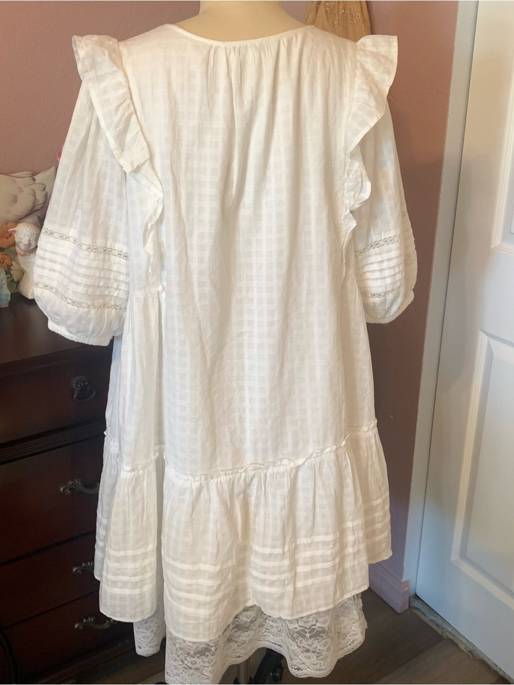 AMERICAN EAGLE OUTFITTERS White Ruffled Boho Tiered Dress - Picture 8 of 11